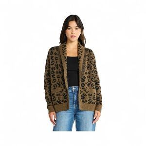 Women’s Leopard Print Open Front Cardigan Sweater W